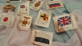 Banderas y banderines de tela estilo vintage. 12 unidades.