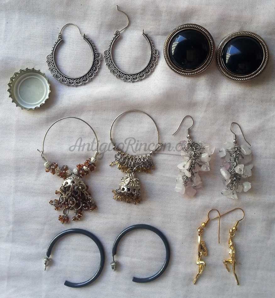 Pendientes Vintage. Bisutería. Lote de 6 pares diferentes