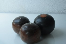 Bolas británicas. Años 60. Tres bolas de bolera. Old bowls