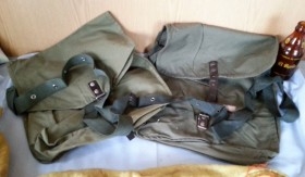 Bolsas de tela militar. Años 50. Pareja de bolsas. Military screen.