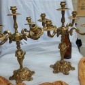 Candelabros en bronce. Pareja. Cinco brazos
