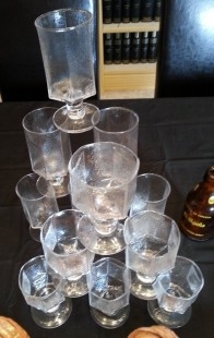 Copas vintage. Precioso conjunto en vidrio rugoso. Años 70. 12 piezas