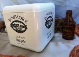 Hielera, cubitera de whisky escocés marca Bowmore. Años 70, de colección)