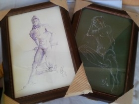 Monográfico desnudos masculinos. Ellos II. Firmados. Tinta y grafito.