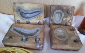 Moldes para hacer mazapanes. Centenarios. Maravillosas piezas. Props de hostelería.