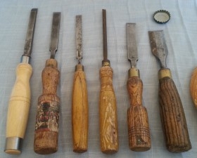 Formones de maestro carpintero. 6 herramientas. Formón.