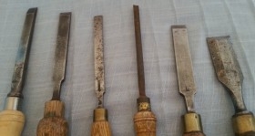 Formones de maestro carpintero. 6 herramientas. Formón.