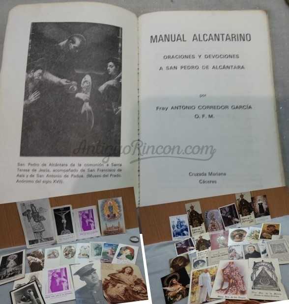 Manual Alcantarino de 1981 con colección de estampas religiosas