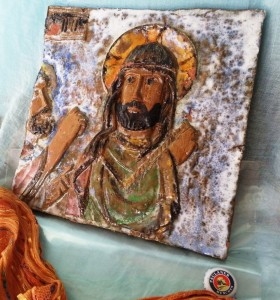 Mosaico antiguo de Cristo.  Años 40. Muy especial.