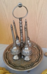 Conjunto perfumeros antiguos de barbería. Buen estado. Completo