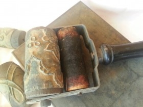Tampón antiguo con rodillo para decorar artas. Años 60. Conjunto de 7 piezas.
