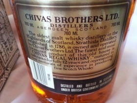 Whisky CHIVAS REGAL DE 12 AÑOS. DE IMPORTACIÓN. AÑOS 90