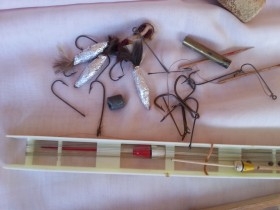 Aperos para la pesca. Recogedor y bichero. Rústicos. Antiguos.