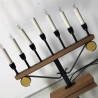 Candelabro. 7 brazos. Menorah. Vidrio y latón. Años 70. Jewish chandelier