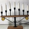 Candelabro. 7 brazos. Menorah. Vidrio y latón. Años 70. Jewish chandelier