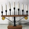 Candelabro. 7 brazos. Menorah. Vidrio y latón. Años 70. Jewish chandelier