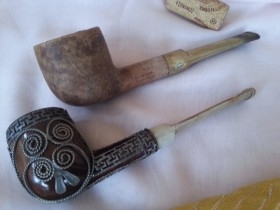 Pipas antiguas. Pareja. Couple of old pipes.