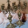 Candelabros de 5 brazos en bronce. Pareja.