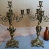 Candelabros de 5 brazos en bronce. Pareja.