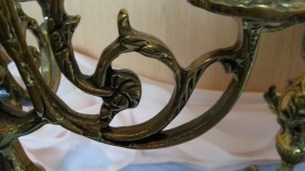 Candelabros de 5 brazos en bronce. Pareja.