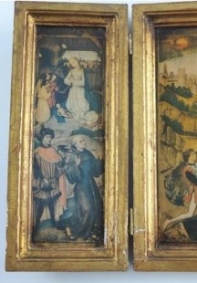 Retablo tríptico religioso. Años 70. Preciosa pieza para conservar muchos años.