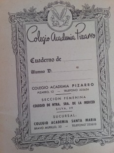 Cuadernos antiguos de escuela. Años 40 y 60. ACADEMIA PIZARRO.
