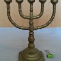 Candelabro judío de 5 brazos. Menorá en bronce.