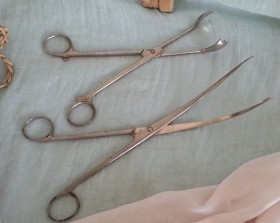 Pinzas. Forceps. Instrumental quirúrgico. Pareja de instrumentos.