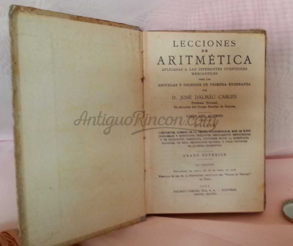 Libros de escuela Lecciones de Aritmética. Año 1933.