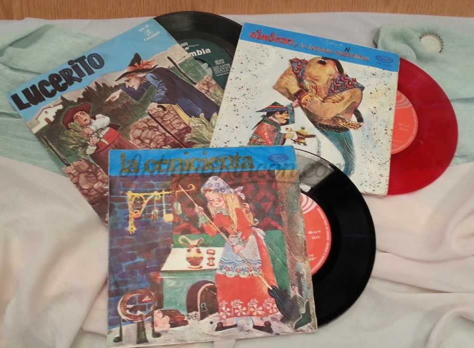 Discos Singles de cuentos infantiles. Colección de 3 discos. Años 60-70