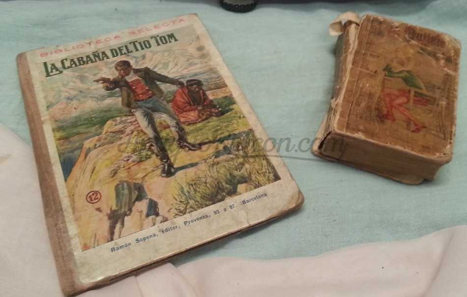 Libros centenarios DON QUIJOTE del año 1876 y La Cabaña del Tío Tom de 1918