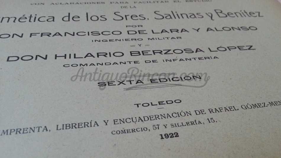 Libro escolar año 1923. Aritmética. Prácticamente centenario.