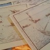 Láminas marítimas. Tratan sobre las diferentes artes de pesca en el mar. 7 escenas diferentes.