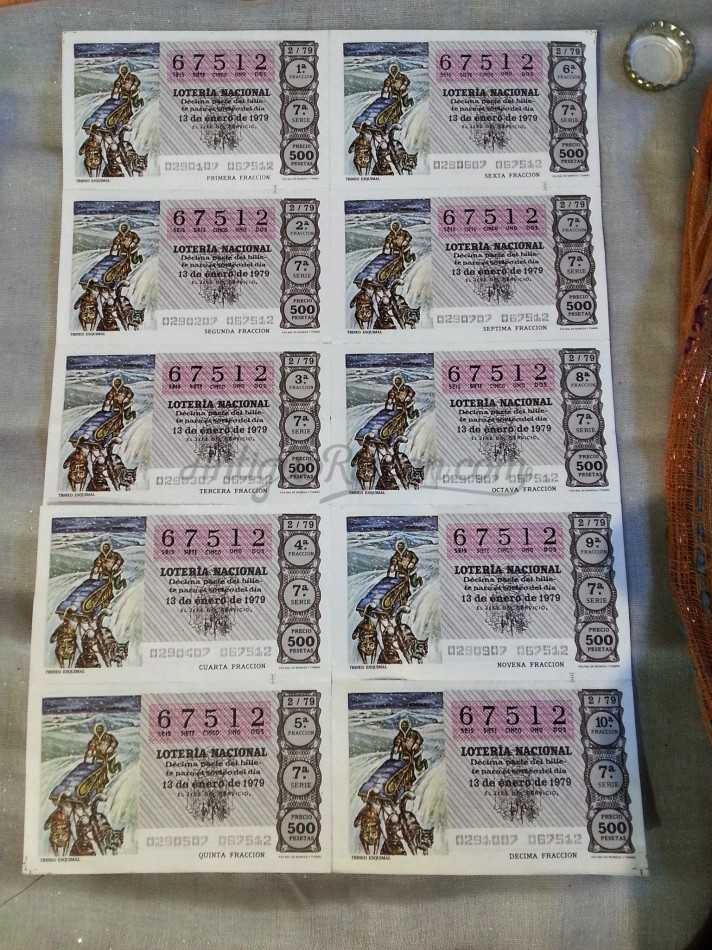 Serie de Décimos de lotería del año 1.979. Nº 67512 Serie de Décimos de lotería del año 1.979. Nº 67512