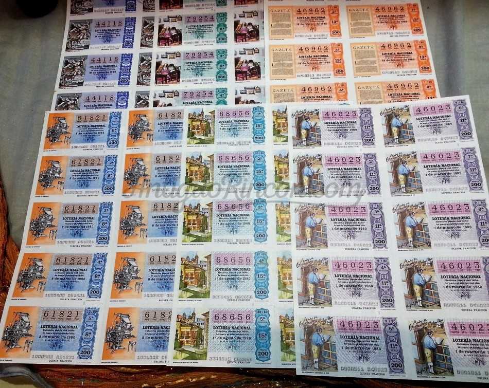 Lotería colección. Series de Décimos del año 1.980. Lotería colección. Series de Décimos del año 1.980.