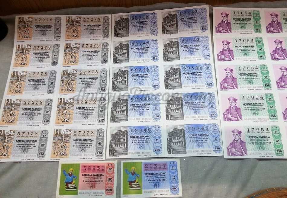 Lotería colección. Series de Décimos del año 1.991.