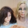 Cabezas de peluquería para aprender a peinar cabello. Pareja. Maniquís peluquero. Años 90