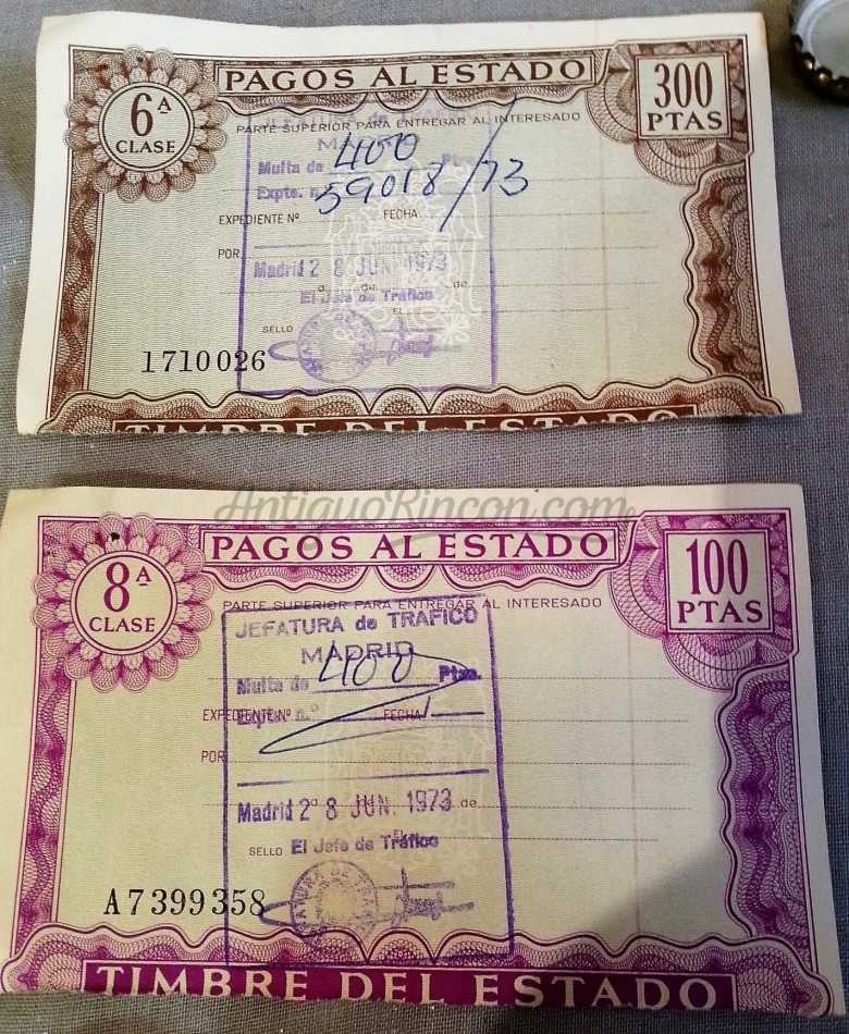 Multas del año 1973. Pagos al estado