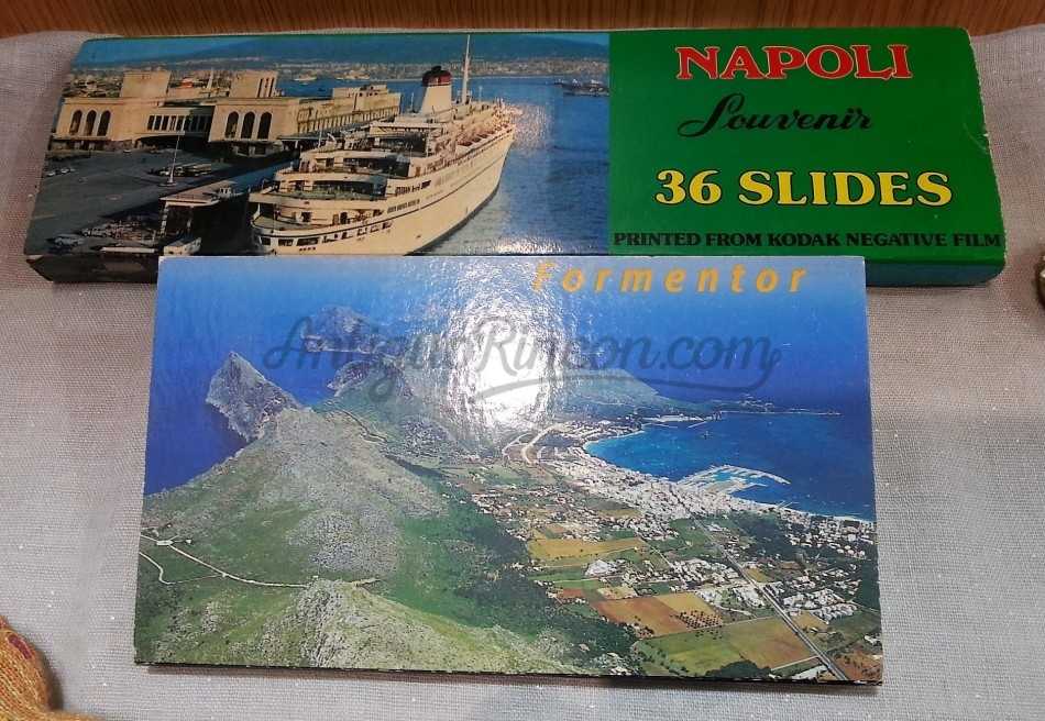 Diapositivas y postales antiguas. Años 70. Napoles y formentor