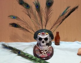 Dios Maya de la muerte. Calavera decorada. Obra exclusiva. Guatemala.
