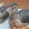 Patos señuelo. En madera policromada. Antiguos. Años 60-70