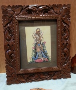 Dibujo a plumilla. Años 1920-1930. Diosa Shiva. Impresionante.  Enmarcado y acristalado