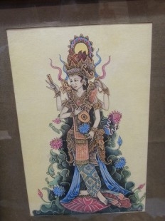 Dibujo a plumilla. Años 1920-1930. Diosa Shiva. Impresionante. Enmarcado y acristalado