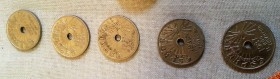 Monedas de 25 céntimos del año 1.937. Escudo falangista. 5 piezas.