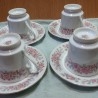 Tazas de café con sus platillos en porcelana.Conjunto emblemático de los años 70