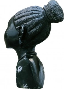 Busto mujer africana en piedra. Mineral Serpentina. 6