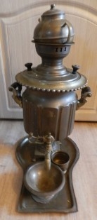 Samovar antiguo. Años 30-40. Completo con bandeja