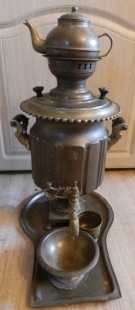 Samovar antiguo. Años 30-40. Completo con bandeja