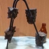 Aplique de candelabro velero de madera para dos velas