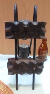 Aplique de candelabro velero de madera para dos velas